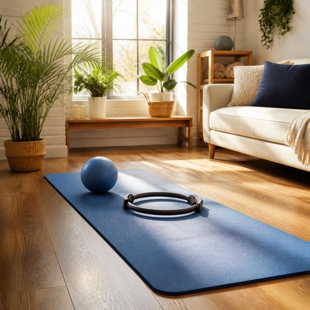 Kit de pilates em casa.